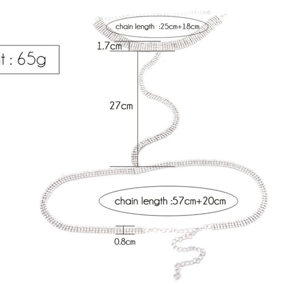 Clear Crystal Bra Harness Sexy Bikini Body Chain - Picture 5 of 5